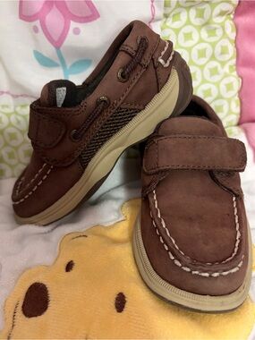Sperry Intrepid Topsiders Boat shoe Brown Leather Kids Size 7M - Preowned - GOOD